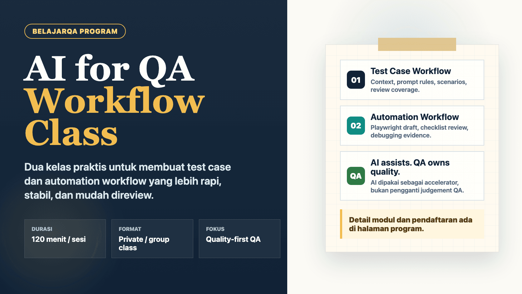 Cover program AI for QA Workflow Class